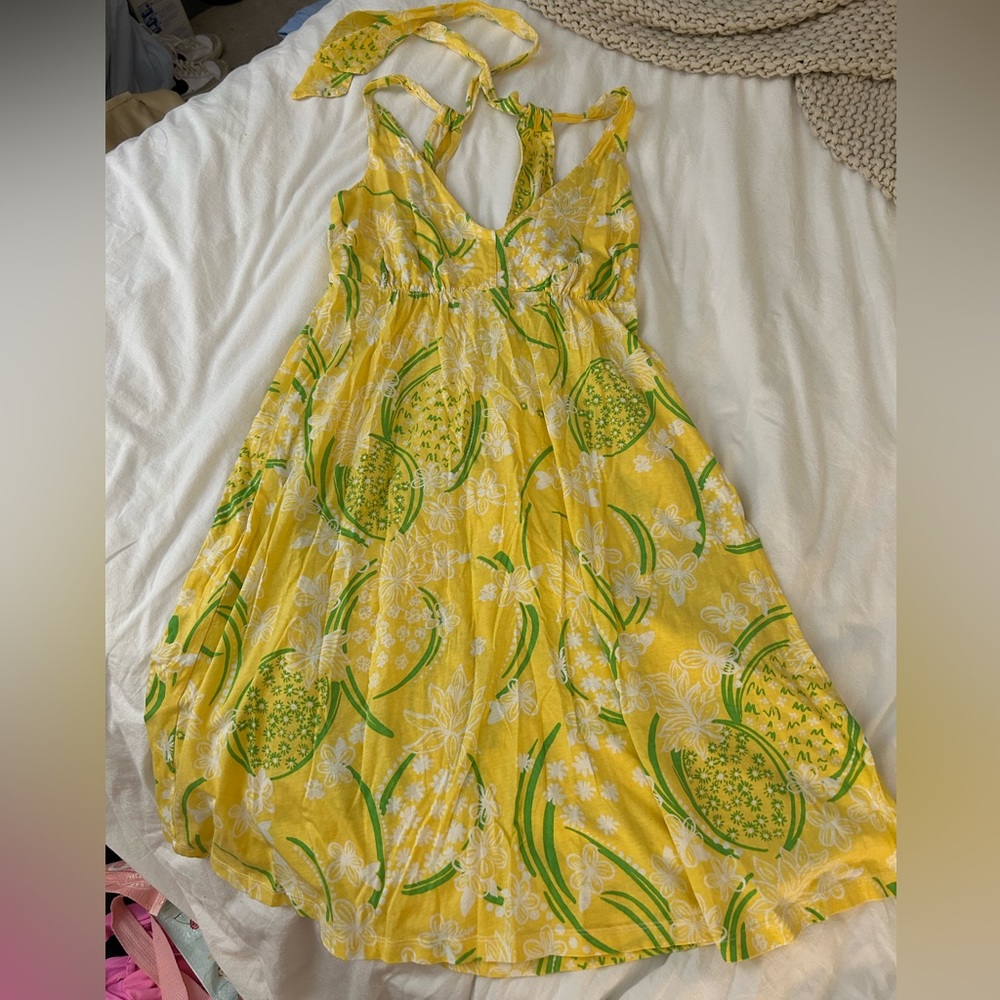 Lilly Pulitzer yellow tie back sundress cotton swing dress